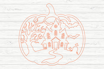 Spooky House Pumpkin SVG Laser Cut