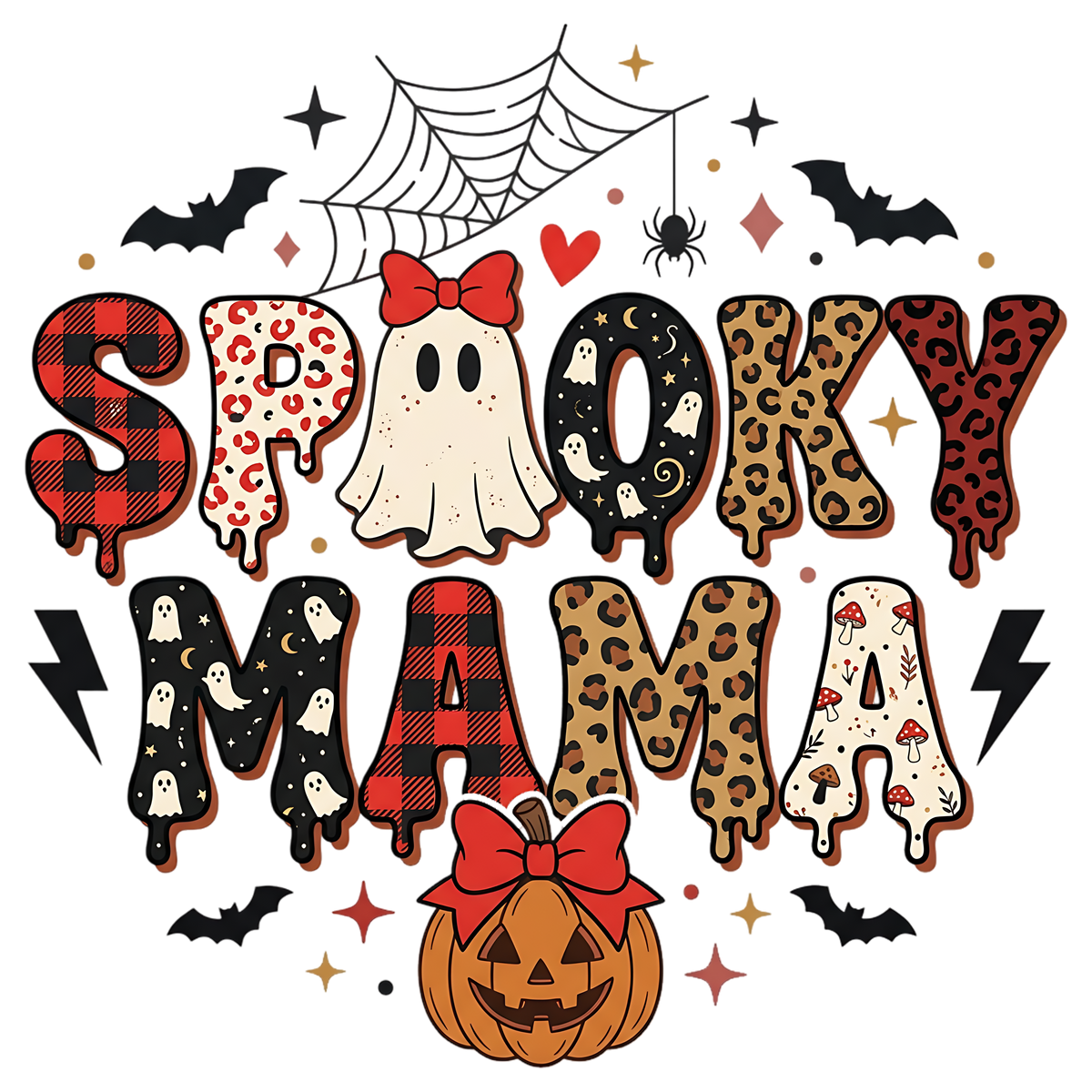 Spooky Mama Cheetah Halloween PNG