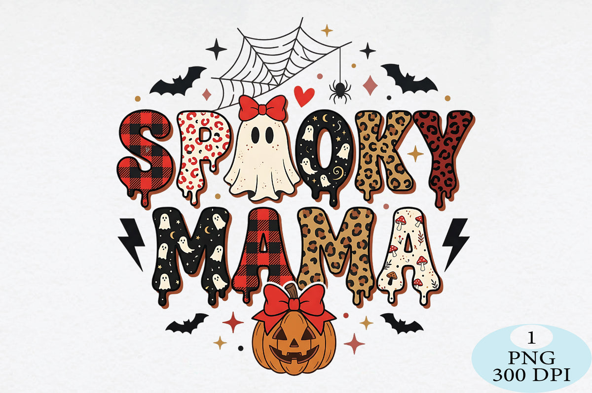 Spooky Mama Cheetah Halloween PNG