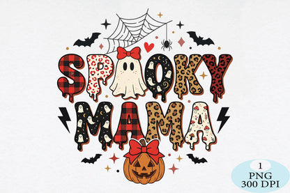 Spooky Mama Cheetah Halloween PNG