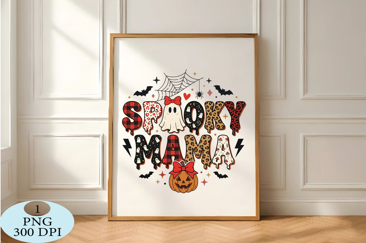Spooky Mama Cheetah Halloween PNG