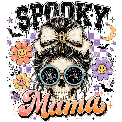 Spooky Mama Skull Halloween PNG