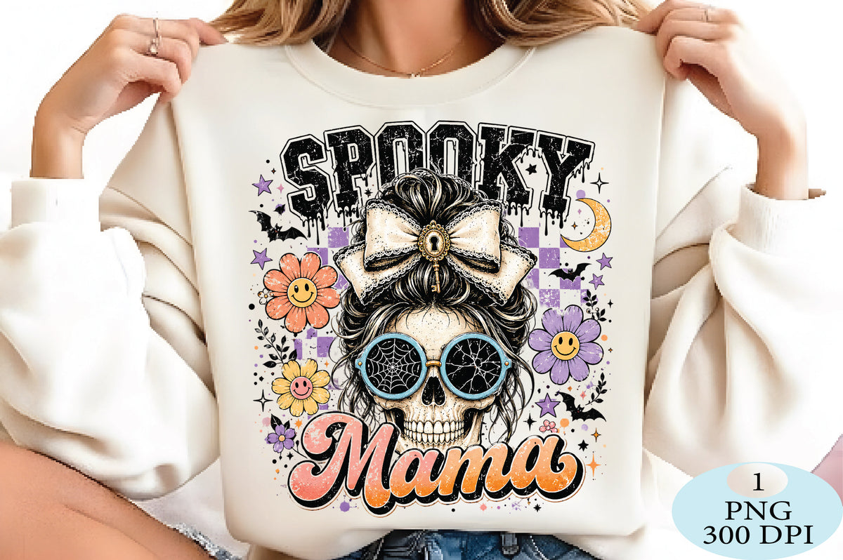 Spooky Mama Skull Halloween PNG