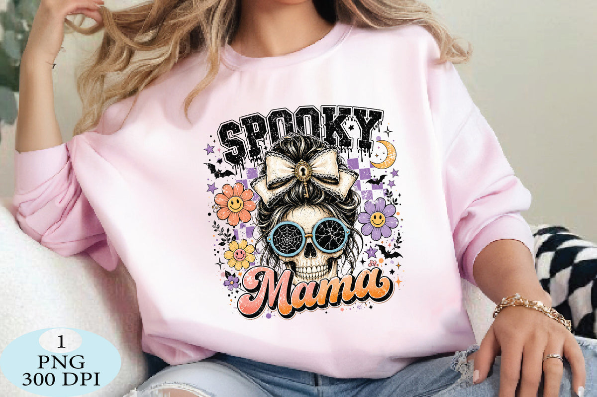 Spooky Mama Skull Halloween PNG