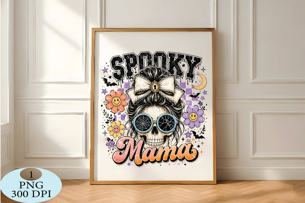 Spooky Mama Skull Halloween PNG