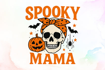 Spooky Mama Skull Pumpkin Halloween PNG Design
