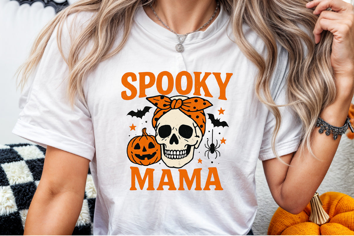 Spooky Mama Skull Pumpkin Halloween PNG Design