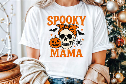 Spooky Mama Skull Pumpkin Halloween PNG Design