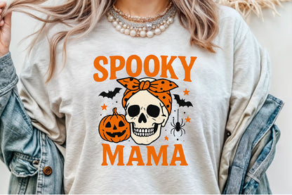 Spooky Mama Skull Pumpkin Halloween PNG Design