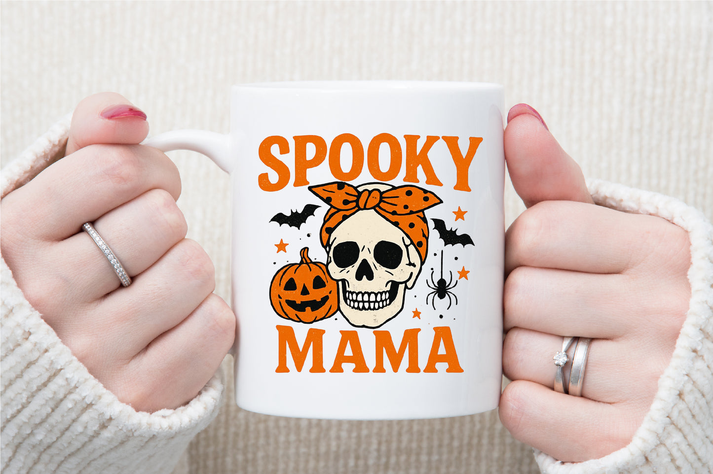 Spooky Mama Skull Pumpkin Halloween PNG Design