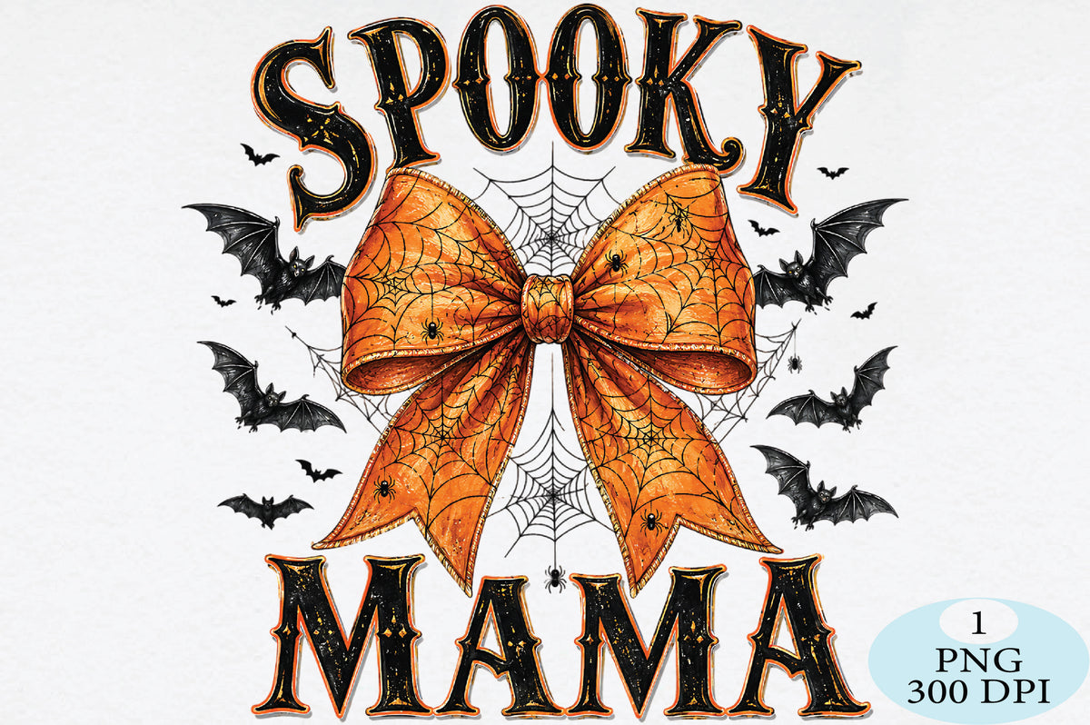 Spooky Mama Spider Bow Halloween PNG