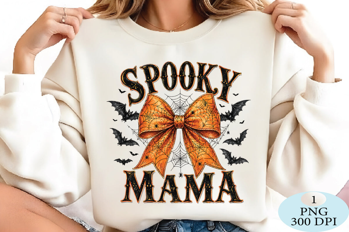 Spooky Mama Spider Bow Halloween PNG
