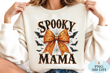 Spooky Mama Spider Bow Halloween PNG
