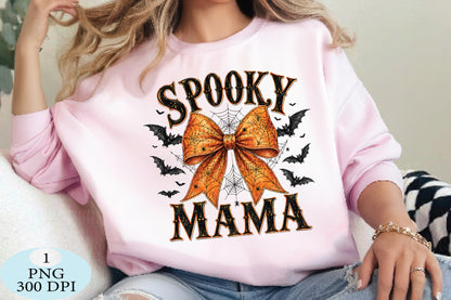 Spooky Mama Spider Bow Halloween PNG