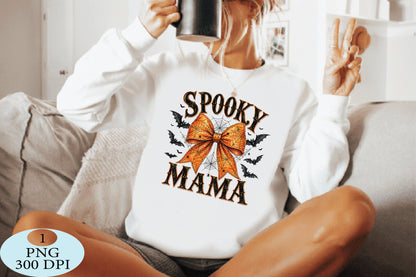 Spooky Mama Spider Bow Halloween PNG