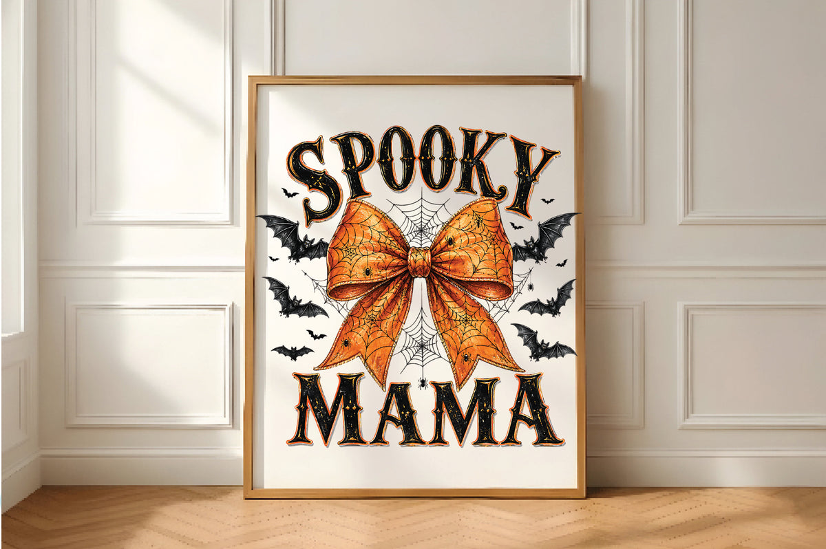 Spooky Mama Spider Bow Halloween PNG