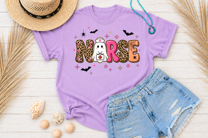 Spooky Nurse Halloween PNG Leopard Ghost Nurse Sublimation Design
