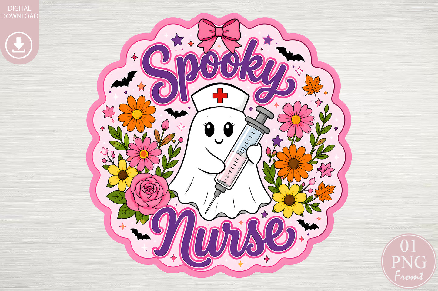 Spooky Nurse PNG Cute Ghost Nurse Halloween Sublimation Design