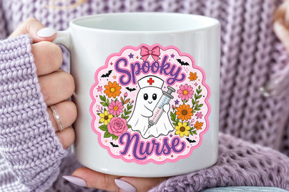 Spooky Nurse PNG Cute Ghost Nurse Halloween Sublimation Design