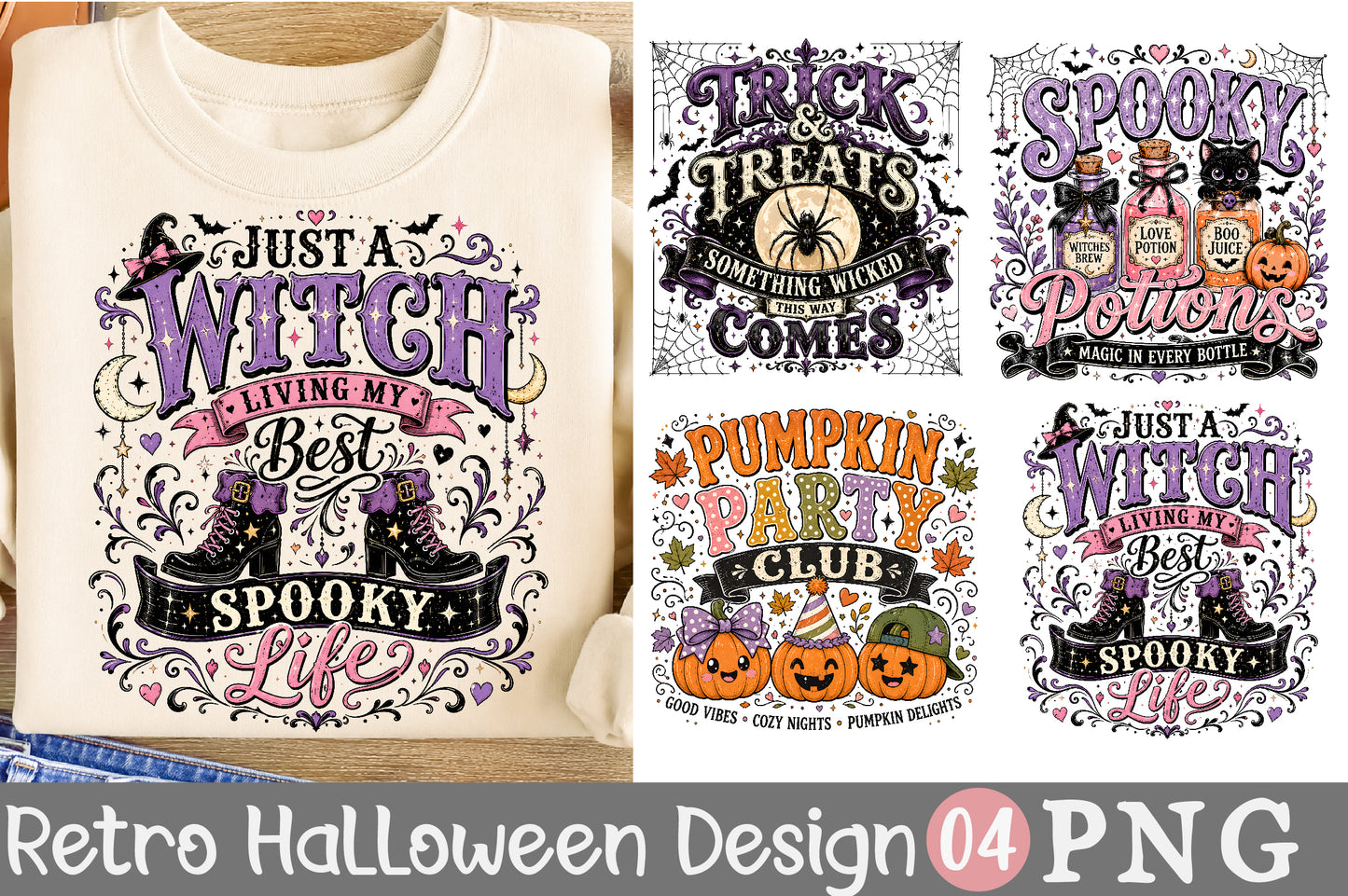 Spooky Potions PNG Bundle Pumpkin Party Club Halloween Sublimation Designs