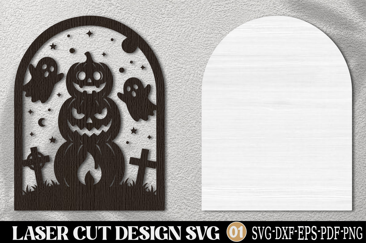 Spooky Pumpkin Arch Laser Cut SVG | Halloween Pumpkin Ghost SVG