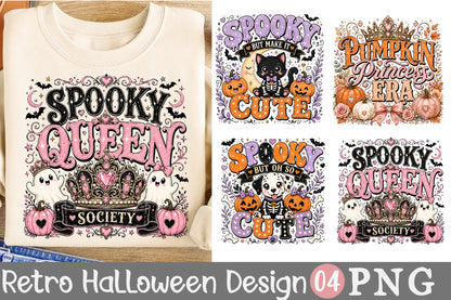 Spooky Queen PNG Bundle Cute Retro Halloween Sublimation Designs