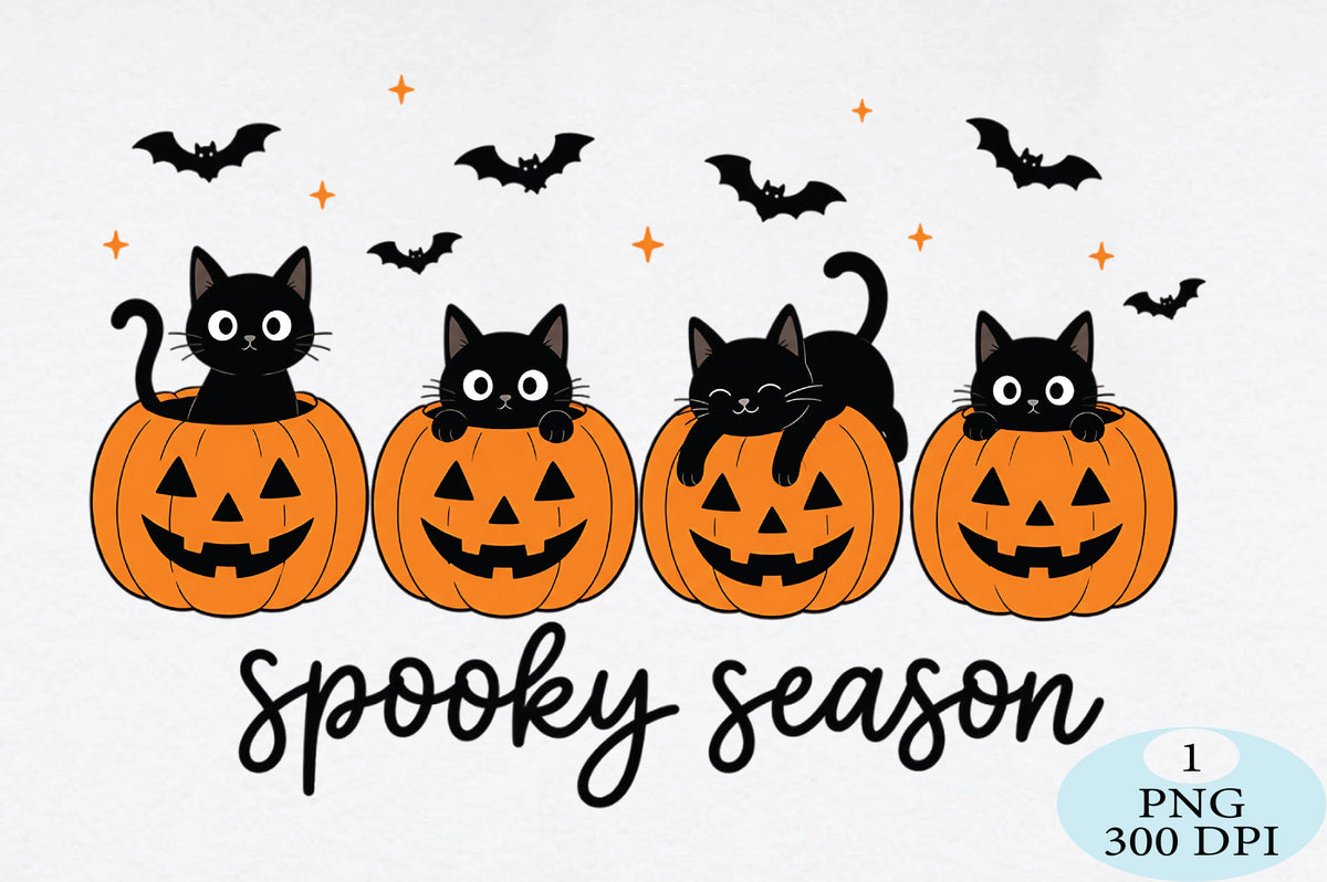 Spooky Season Black Cat Halloween PNG