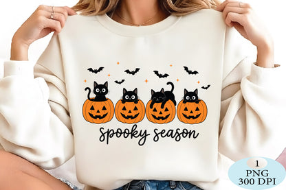Spooky Season Black Cat Halloween PNG