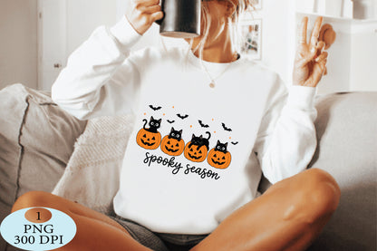 Spooky Season Black Cat Halloween PNG