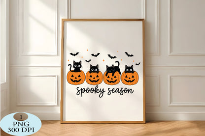 Spooky Season Black Cat Halloween PNG