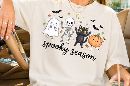 Spooky Season Halloween PNG Bundle Cute Ghost Skeleton Cat Pumpkin Clipart