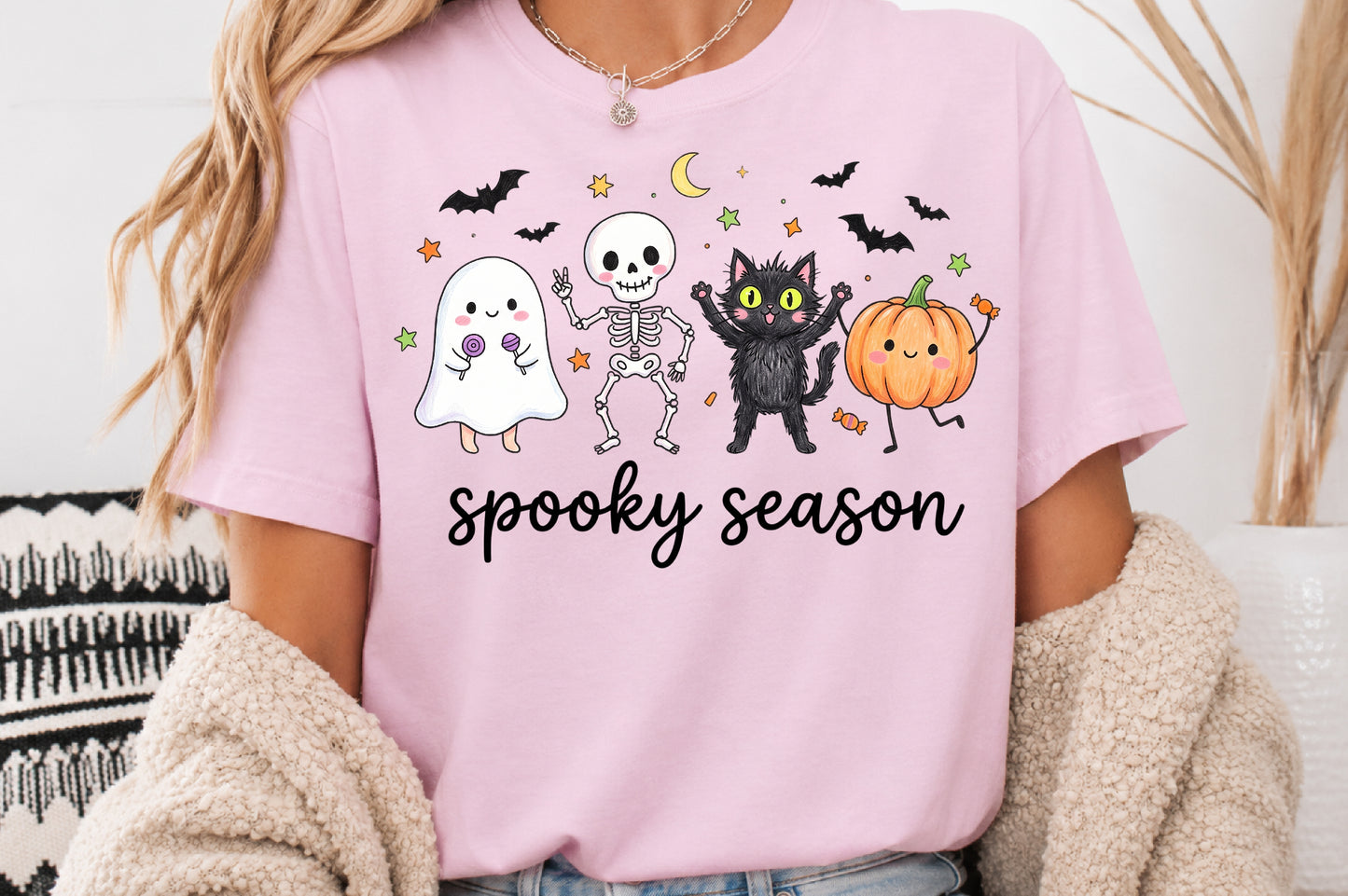 Spooky Season Halloween PNG Bundle Cute Ghost Skeleton Cat Pumpkin Clipart