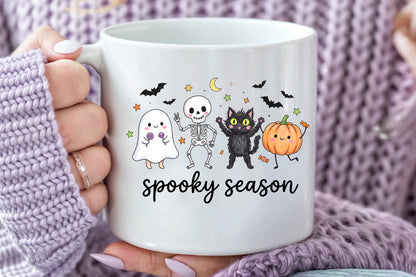 Spooky Season Halloween PNG Bundle Cute Ghost Skeleton Cat Pumpkin Clipart