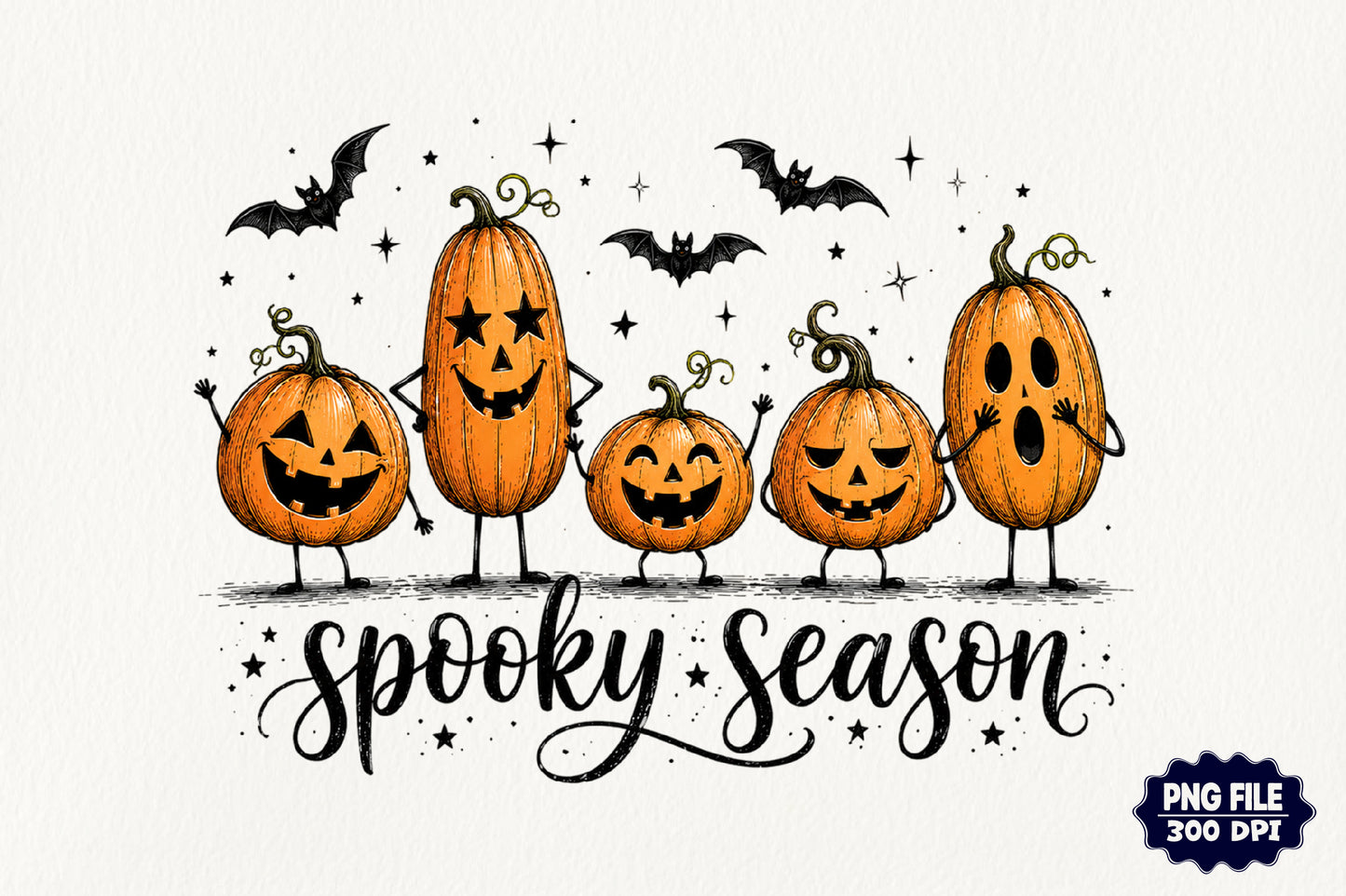 Spooky Season Cute Pumpkin Halloween PNG Funny Pumpkin Sublimation