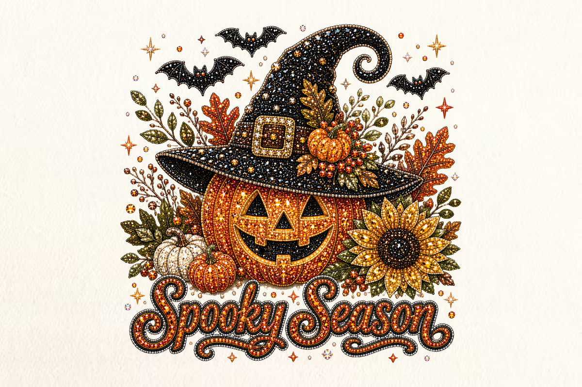Spooky Season Pumpkin Rhinestone PNG
