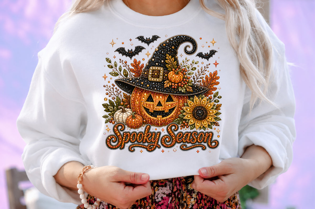 Spooky Season Pumpkin Rhinestone PNG