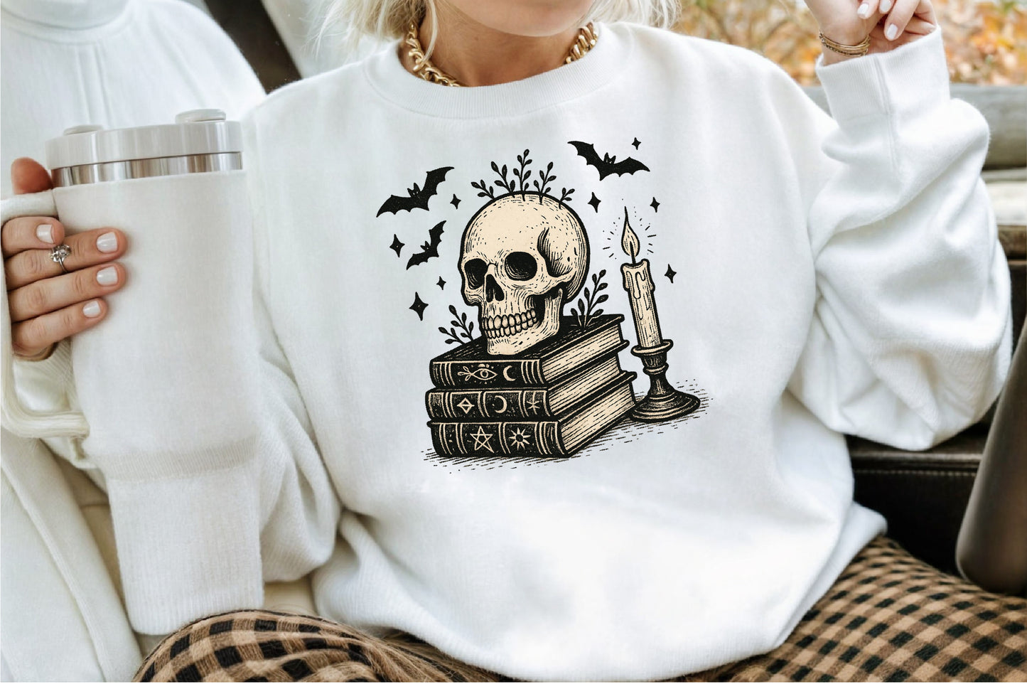 Spooky Spell Books Skull Halloween PNG Design
