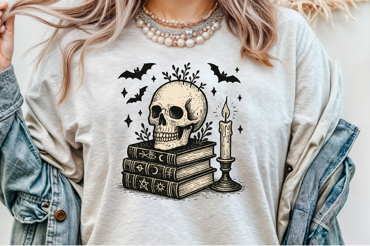Spooky Spell Books Skull Halloween PNG Design