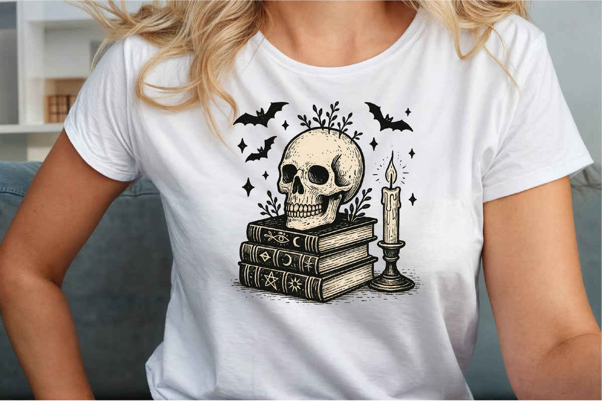 Spooky Spell Books Skull Halloween PNG Design