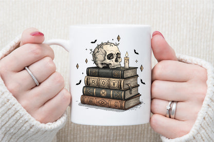 Spooky Skull Spell Books Candle Halloween PNG Design