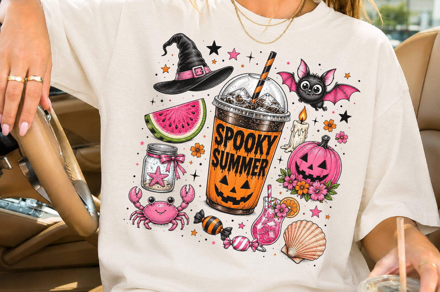 Spooky Summerween Coffee PNG Cute Halloween Summer Sublimation