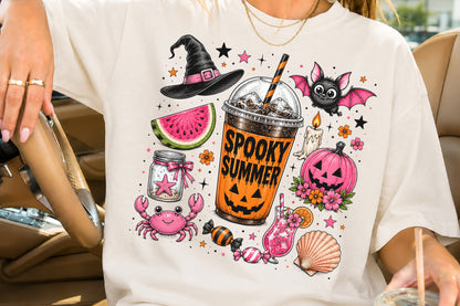 Spooky Summerween Coffee PNG Cute Halloween Summer Sublimation