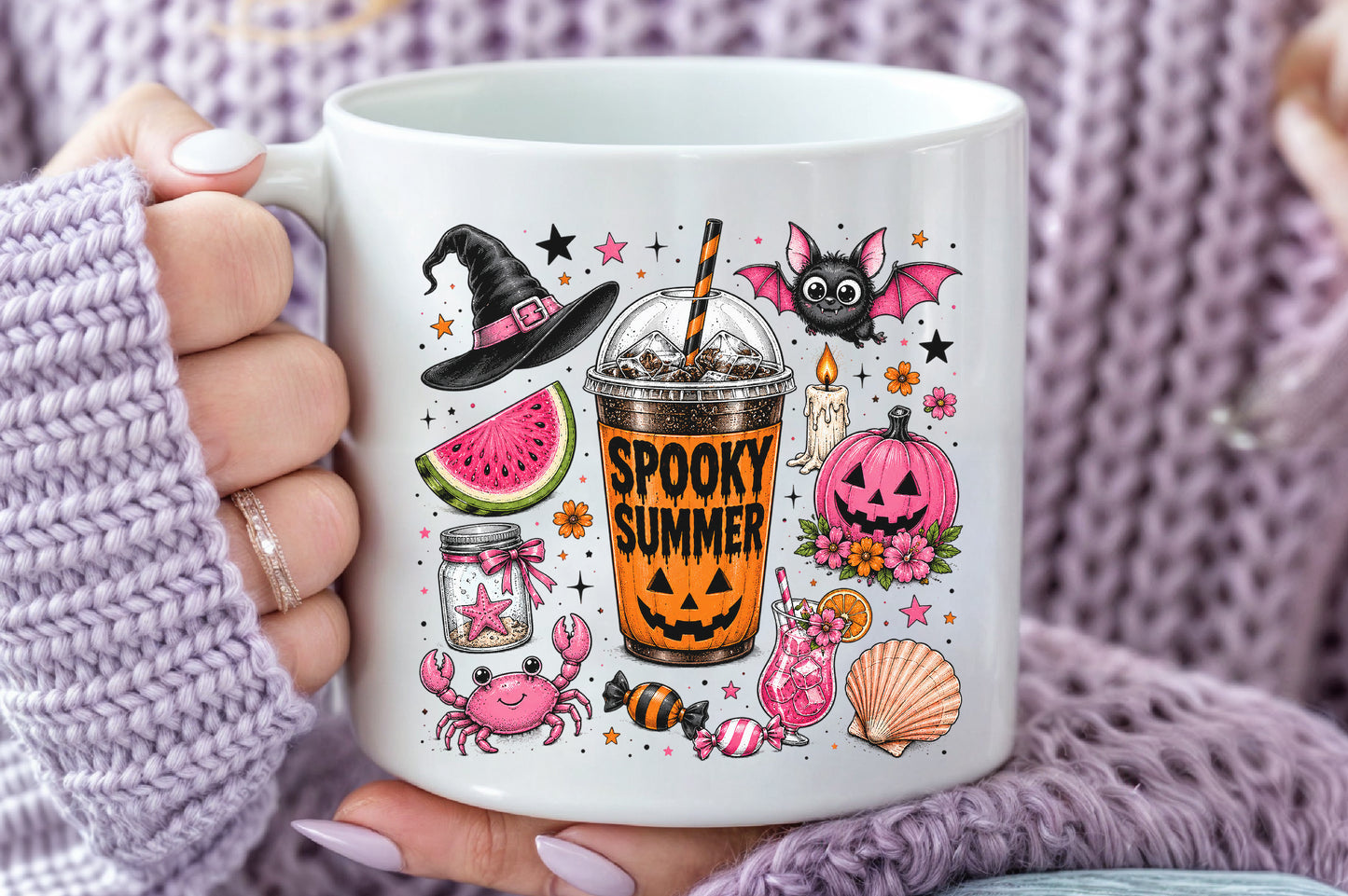 Spooky Summerween Coffee PNG Cute Halloween Summer Sublimation