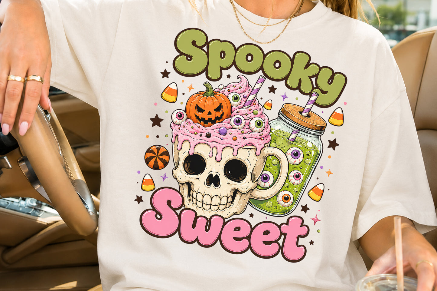 Spooky Sweet Halloween Coffee PNG Skull Pumpkin Witch Clipart