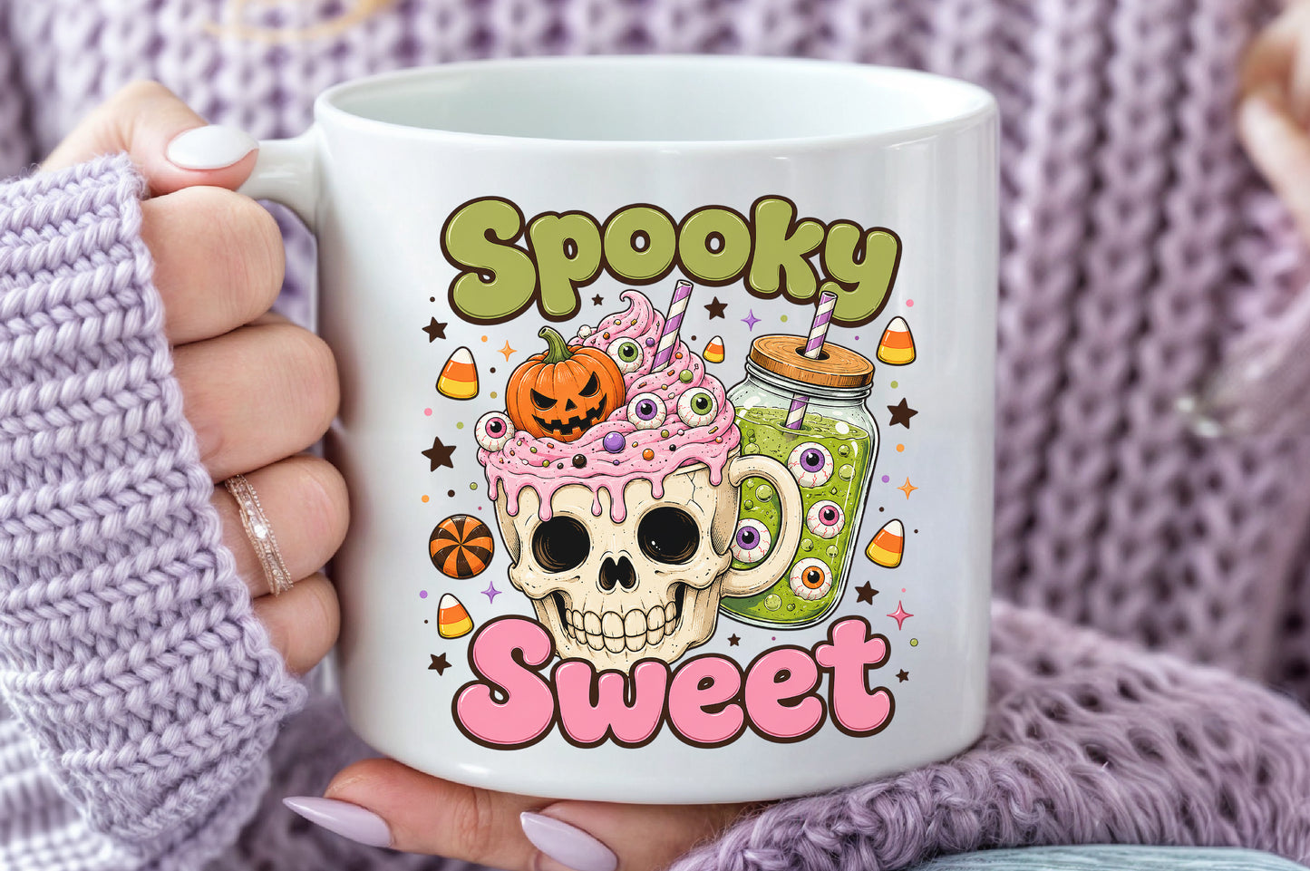 Spooky Sweet Halloween Coffee PNG Skull Pumpkin Witch Clipart