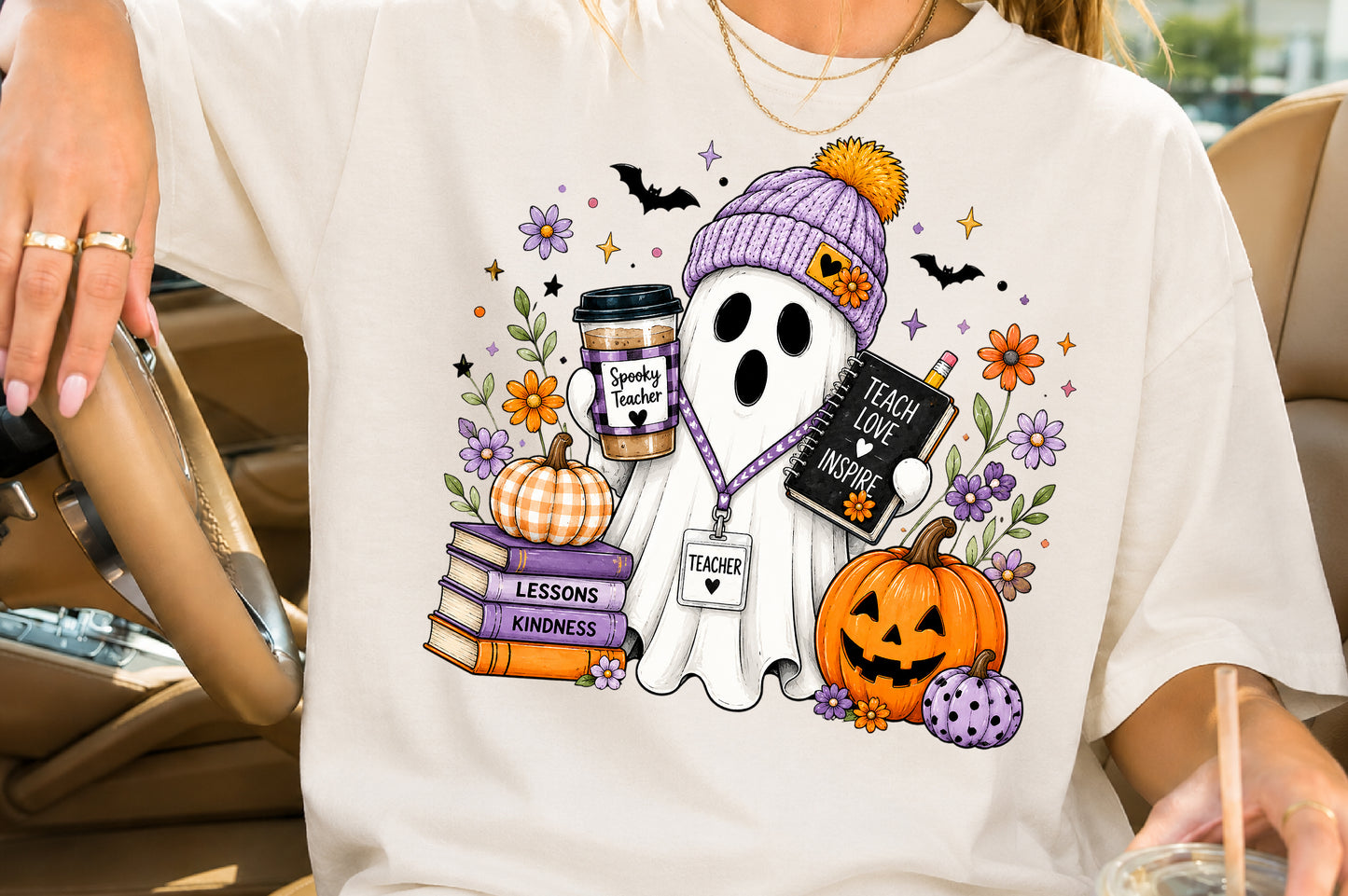 Spooky Teacher PNG Teach Love Inspire Halloween Sublimation Design