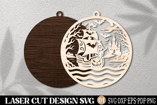 Spooky Witch Cauldron Halloween Laser Cut SVG | Haunted Witch Halloween Ornament