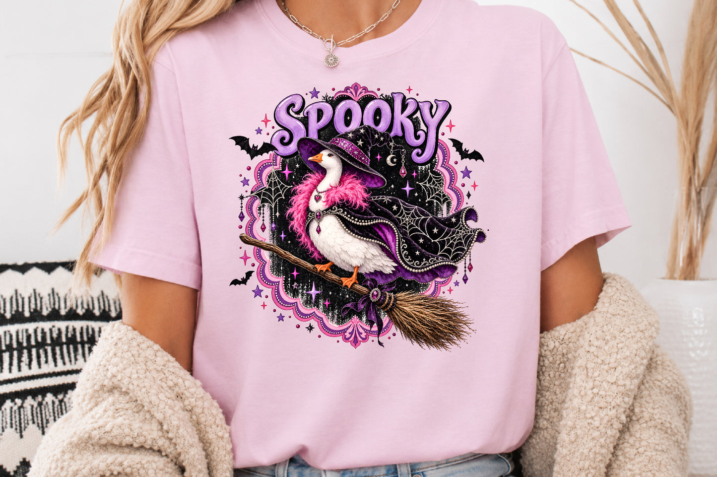 Spooky Witch Duck PNG Halloween Witch Goose Sublimation Design