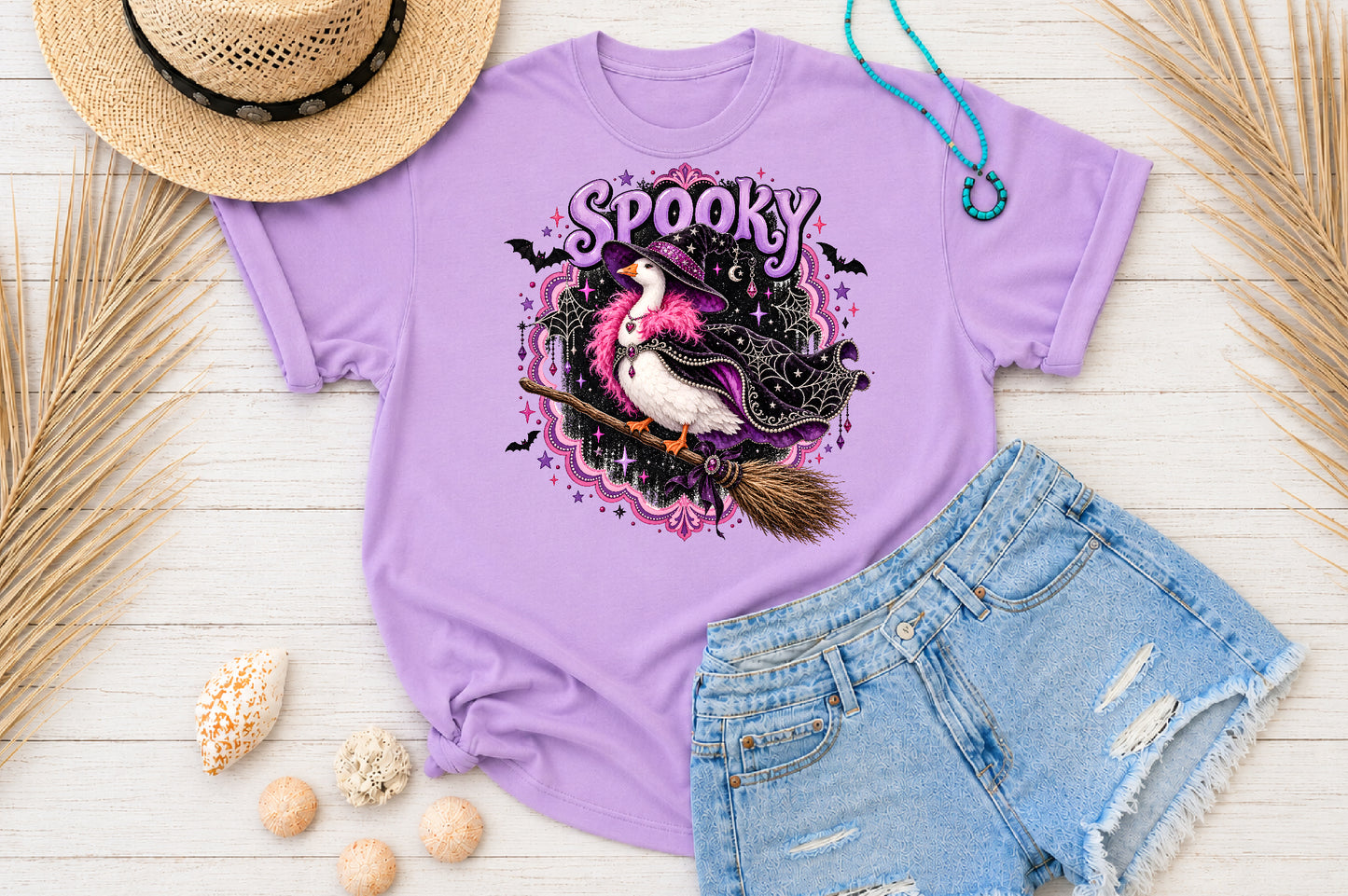 Spooky Witch Duck PNG Halloween Witch Goose Sublimation Design