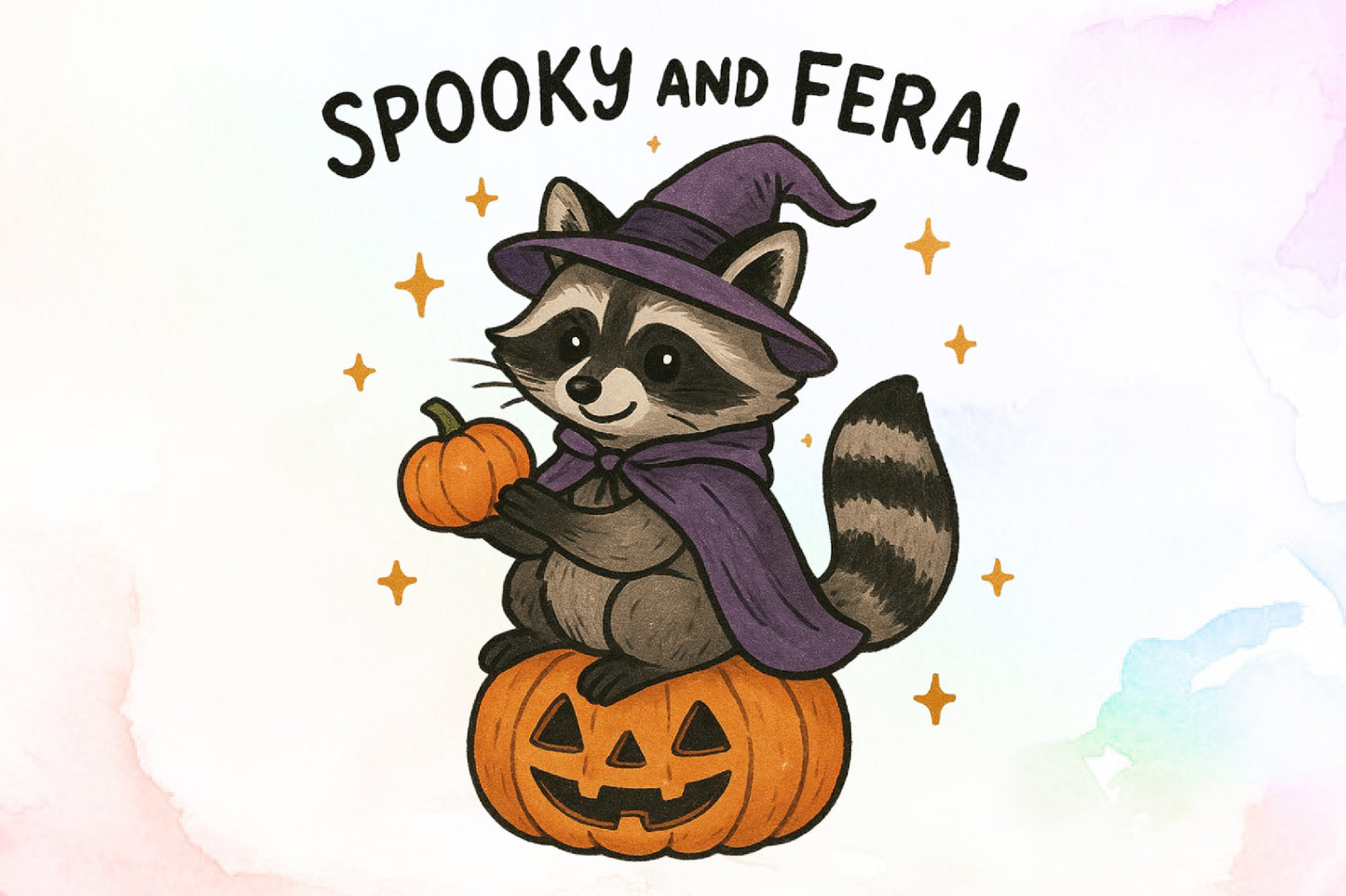 Spooky and Feral Raccoon Halloween PNG Design